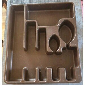 Vintage Rubbermaid Plastic Utensil Silverware Drawer Organizer Tray 2922 Brown